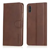 LC.IMEEKE Wallet Stand Mobilskal KonstLäder - Brun för iPhone X/10