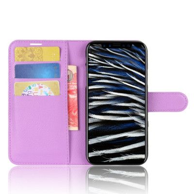 Litchi Plånboksfodral till iPhone XS / X - Lila