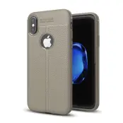 Litchi Skin TPU Mobilskal till iPhone XS / X - Grå