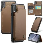 CASEME C22 iPhone XR Fodral KonstLäder RFID-Skydd - Brun