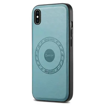 DENIOR iPhone XS Max Fodral Magnetiskt PU Läder Blå