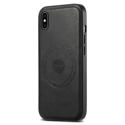 DENIOR iPhone XS Max Magnetfodral PU-läder PC+TPU Svart