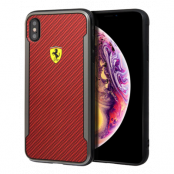 Ferrari Racing Shield Printed Carbon skal till iPhone XS Max - röd
