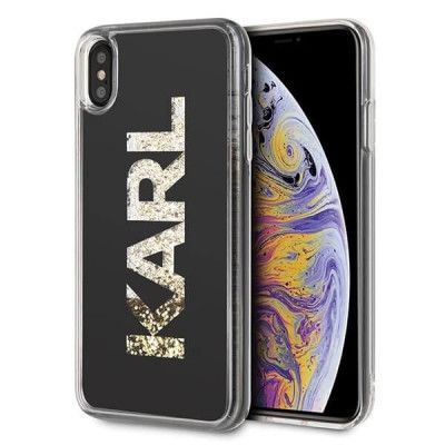 Karl Lagerfeld Skal iPhone Xs Max Karl logo Glitter - Svart