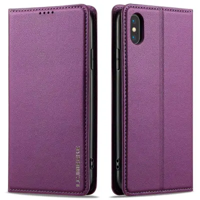 LC.IMEEKE L1 Series iPhone XS Max Plånboksfodral Konstläder - Lila