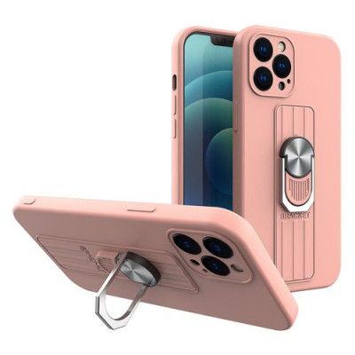Ring Silicone Finger Grip Skal iPhone XS Max - Rosa