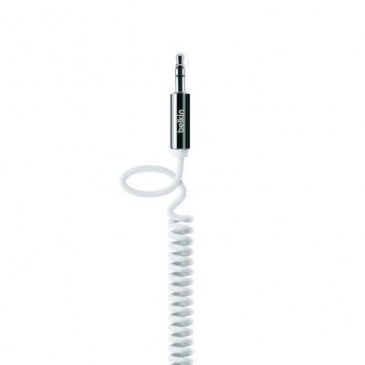 BELKIN ljudkabel, spiral 3,5mm ha - 3,5mm ha AUX - Vit