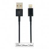 Deltaco lightning kabel till iPad, iPhone och iPod, 2m, MFi - Svart
