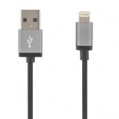 DELTACO Prime USB-synk-/laddarkabel, MFi, Lightning, 1m, svart