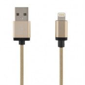 DELTACO PRIME USB-synk-/laddarkabel, MFi, Lightning, 3m, guld