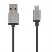 DELTACO PRIME USB-synk-/laddarkabel, MFi, Lightning, 3m, svart