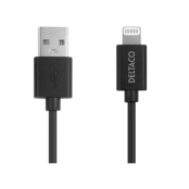 Deltaco USB-A Till Lightning Kabel 1m - Svart