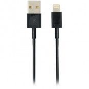 Deltaco USB-synk-/laddarkabel till iPad, iPhone och iPod, MFi - Svart