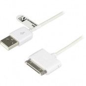 DELTACO USB-synk-/laddarkabel till iPhone, iPod och iPad, 0,5m, vit