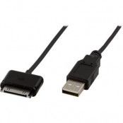 DELTACO USB-synk-/laddarkabel till iPhone och iPod, 1m, Svart