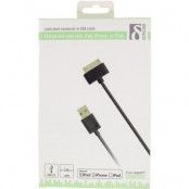 DELTACO USB-synk-/laddarkabel till iPod, iPhone eller iPad, 1m, svart