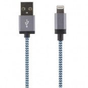 STREETZ USB-synk-/laddarkabel, MFi, Lightning, 1m, blå