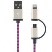 STREETZ USB-synk-/laddarkabel till iPod, iPhone, iPad och övriga enheter, tygklä