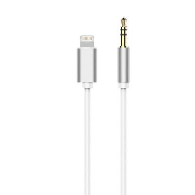 Adapter audio till iPhone Lightning 8-pin + Jack 3.5mm Vit kabel
