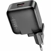 Awei Snabbladdare 65W 1xUSB-C 1xUSB-A PD55-EU GaN - Svart
