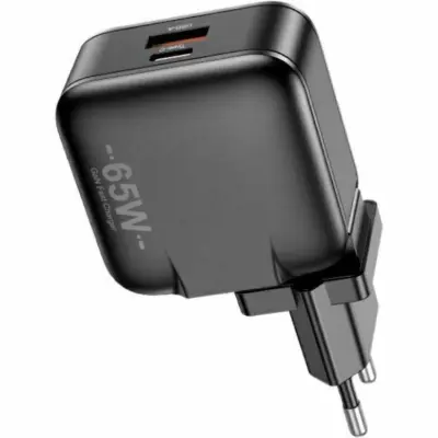 Awei Snabbladdare 65W 1xUSB-C 1xUSB-A PD55-EU GaN - Svart