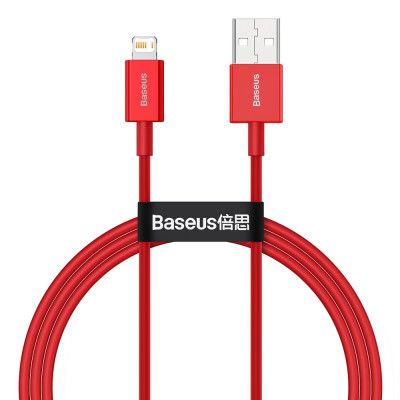 Baseus snabbaddning USB-A till Lightning kabel 1m - Röd