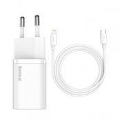 Baseus - Super Si Network Charger 20W + Lightning Cable - Vit