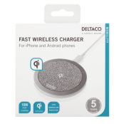 Deltaco Trådlös Snabbladdare för iPhone och Android 10W - Grå