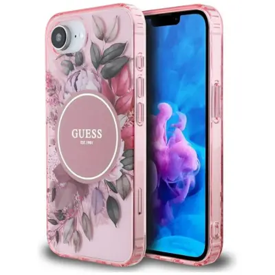 Guess iPhone 16e Mobilskal MagSafe IML Flowers - Rosa