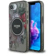 Guess iPhone 16e Mobilskal MagSafe IML Flowers - Svart