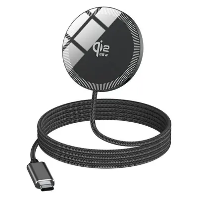 Qi2 MagSafe Trådlös Laddare iPhone 25W Snabbladdningsplatta Q12 - Svart