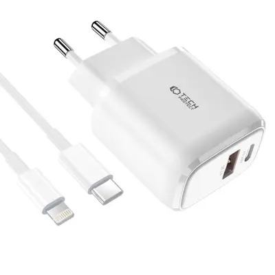 Tech-Protect Väggladdare Lightnin 20W Lightning Kabel - Vit