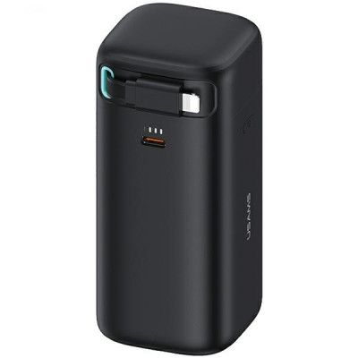 USAMS Powerbank 18000mAh 45W Med Lightning Kabel Retractable - Svart
