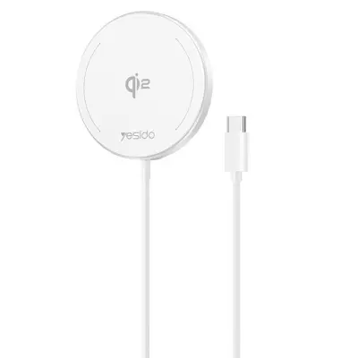 YESIDO Qi2 Rund MagSafe Trådlös Laddare iPhone med Typ-C-kabel DS24