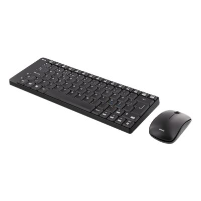 DELTACO trådlöst kompakt tangentbord och mus, USB nanomottagare, svart
