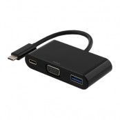 Deltaco Adapter för USB-C till VGA / USB-A - Svart