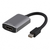 Deltaco Mini DisplayPort till HDMI adapter, 3840x2160 @ 60Hz, 7.1 Surround - Grå