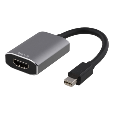 Deltaco Mini DisplayPort till HDMI adapter, 3840x2160 @ 60Hz, 7.1 Surround - Grå