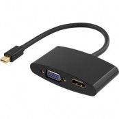 DELTACO mini DisplayPort till HDMI och VGA-adapter, 20-pin ha - 19-pin ho och 15
