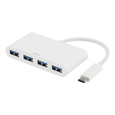 DELTACO USB-C hubb, 4xUSB-portar, vit