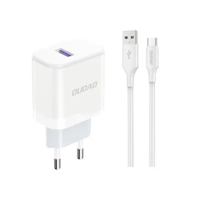 Dudao Väggladdare 18W Med USB-C Kabel - Vit (Type C)