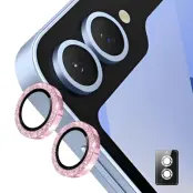 ENKAY Galaxy Z Flip 7 Linsskydd Härdat Glas Glitter - Rosa