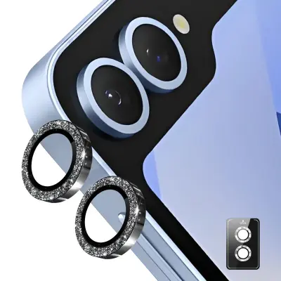 ENKAY Galaxy Z Flip 7 Linsskydd Härdat Glas Glitter - Svart