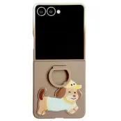 Galaxy Z Flip 7 Mobilskal Silikon Ring Med Sticker - Gradient Brun
