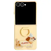 Galaxy Z Flip 7 Mobilskal Silikon Ring Med Sticker - Gul