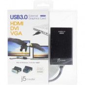 J5 create JUA330U, USB 3.0 till DVI-adapter, fungerar som ett extra grafikkort,