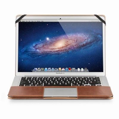 Qialino Macbook Air 13.3 tum / Macbook Pro 13 tum fodral i äkta läder - Brun