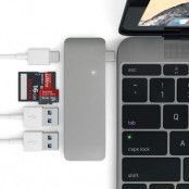 Satechi USB-C Pass Through USB Hub 3-i-1 hub - Grå
