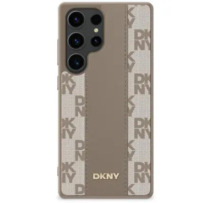 DKNY Mobilskal till Galaxy S25 MagSafe Läder Checkered Pattern - Taupe