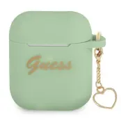 Guess AirPods Skal Silicone Charm Heart Collection - Grön